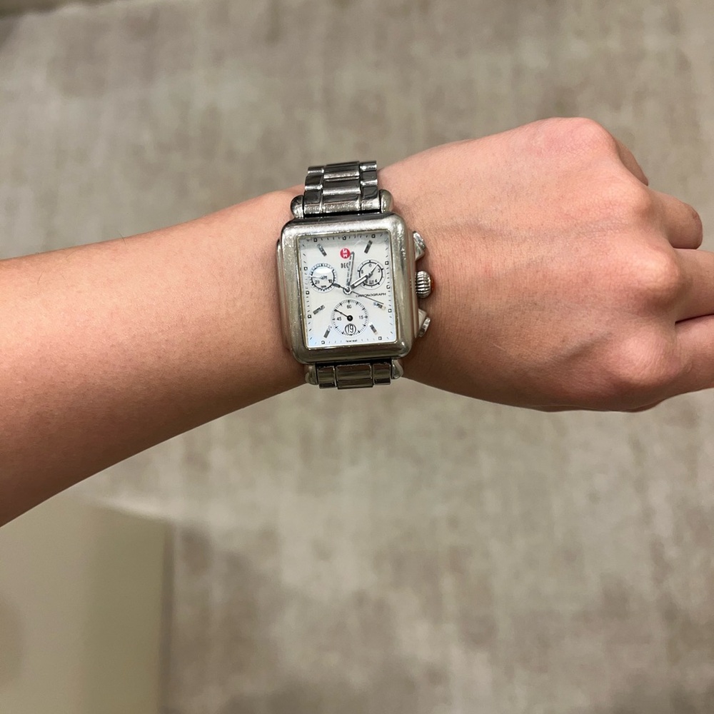 Silver Square Dial Watch